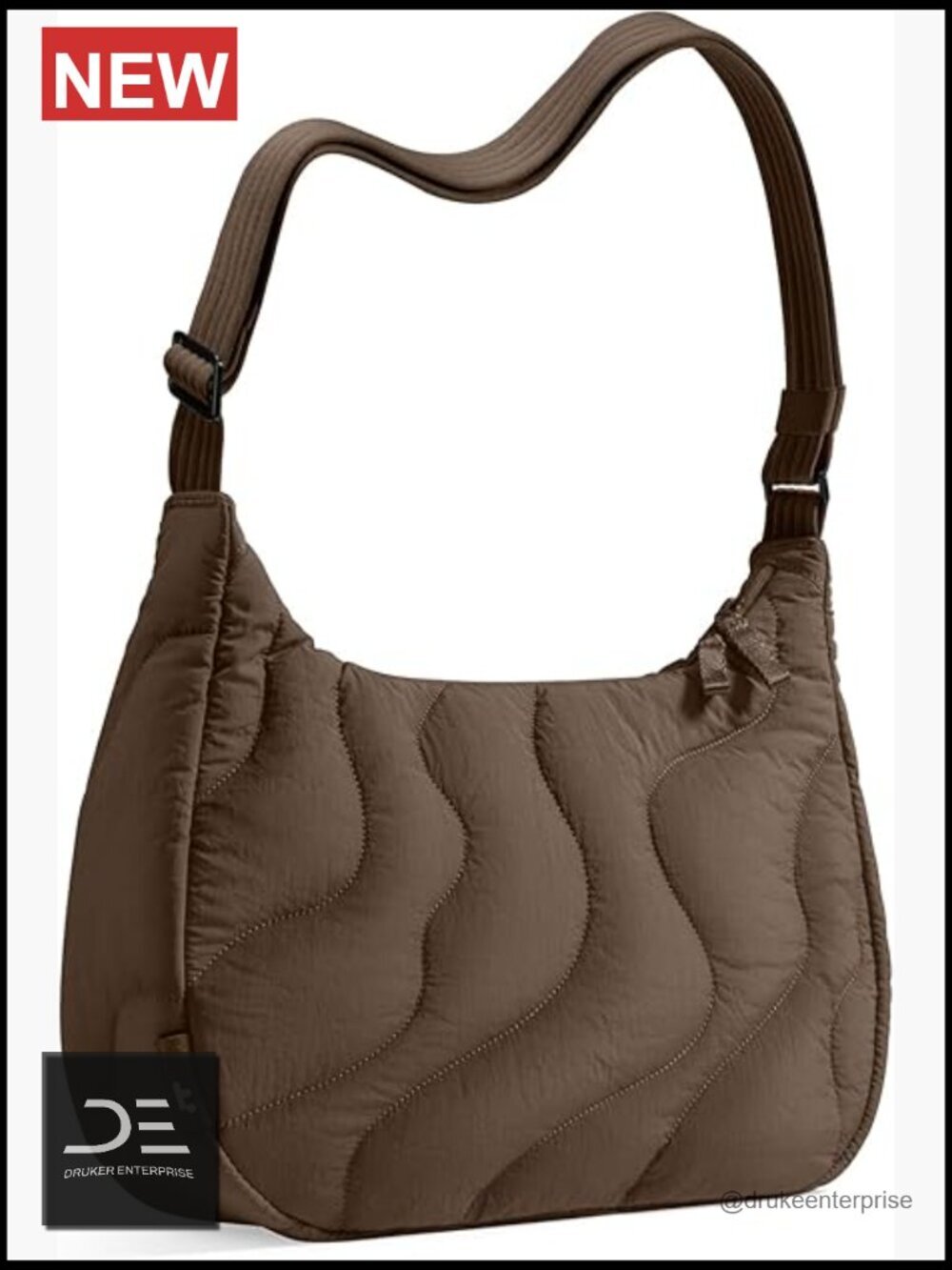 Nylon Quilted Crescent Shoulder Bag Puffy Sling Crossbody
